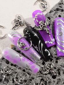 20 件/包 3D 天使宝宝美甲饰品金属指甲天使设计美甲配件 DIY 工艺美甲装饰女士美甲用品 - 銀色 - 查看 3