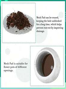 50PCS Pot Hole Mesh Mat - Keep The Soil In Place And Protect Your Plants With Anti-Drain Drain Mesh! - Black - View 9