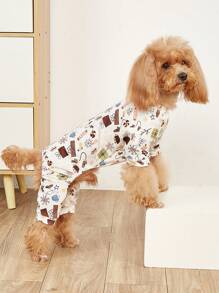 1 件可爱印花宠物睡衣 Paj 柔软有弹性小狗猫衣服适合中小型男狗和女狗