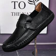 Bequeme Slip-On Lederschuhe, modisch britischer Stil Herrenleder Schuhe, atmungsaktive leichte Fahrschuhe