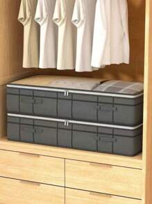 1pc Large Capacity 125L Grey Foldable Fabric Storage Bag, Waterproof And Dustproof Clothes Quilt Organizer Bag, Suitable For Storage In Home, Bedroom, Wardrobe - Multicolor - View 9