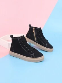 1pair High-Top Lace-Up Zipper Closure Comfortable Sports Boots