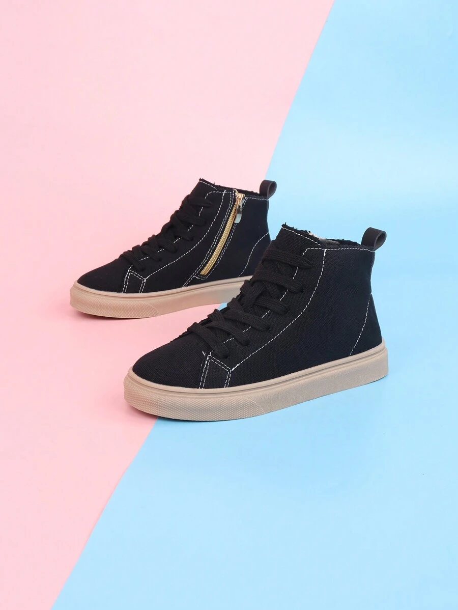 1pair High-Top Lace-Up Zipper Closure Comfortable Sports Boots