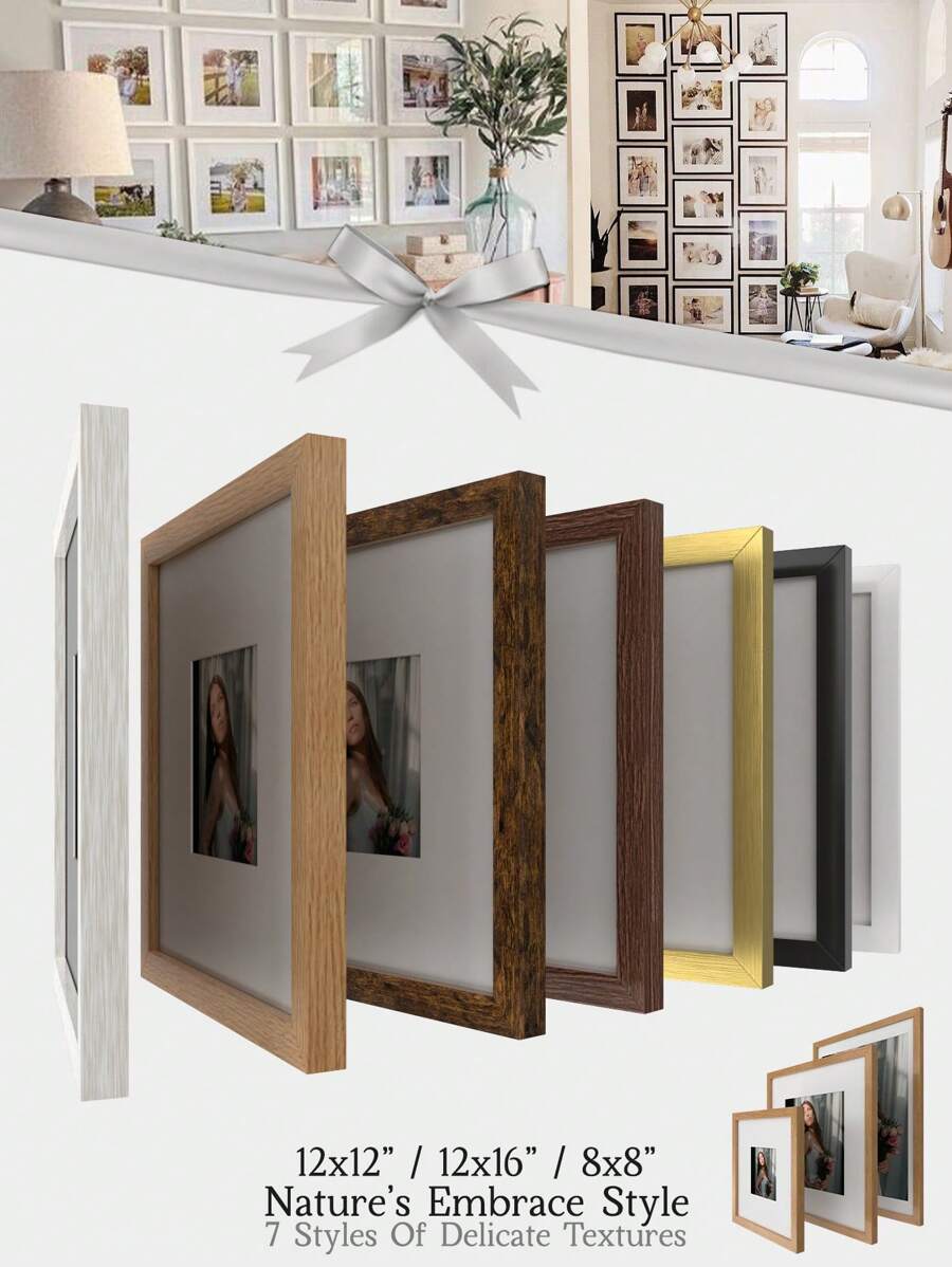 Khung ảnh ghép nhiều tấm 12x16/12x12/8x8, Khung ảnh vuông/chữ nhật tinh tế treo tường, Khung ảnh phong cách Nature's Embrace treo tường, Phù hợp với ảnh 12x16/12x12/8x8 inch không có tấm lót hoặc ảnh 11x14/8x8/4x4 có tấm lót, Gỗ sồi nhạt/Gỗ sồi đỏ/Trắng sữa/Gỗ hồng sắc có vân gỗ giả, Cổ điển/Cottagecore/Tất cả các loại (Không có giấy ảnh), Treo theo chiều dọc hoặc chiều ngang, Khung ảnh tranh đính đá