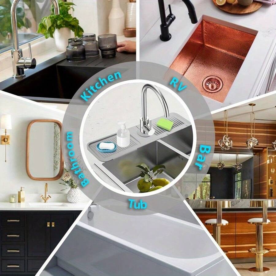 1PC Kitchen Silicone Faucet Mat Sink Splash Guard Faucet Drainage Pad