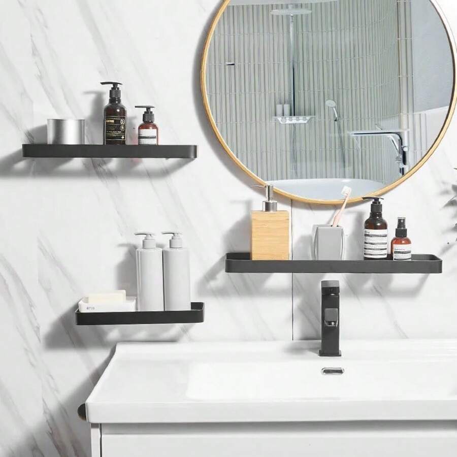 Bathroom Shelf Aluminum Shower Shelf Glass Shower Shelf Black Finish