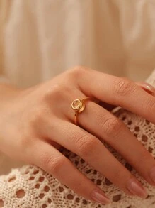 1PC Sterling Silver Custom Projection Photo Ring, Adjustable Personalized Ring, Custom Family Pet Photo Ring, Couples Ring, Anniversary Gift - Gold - View 7