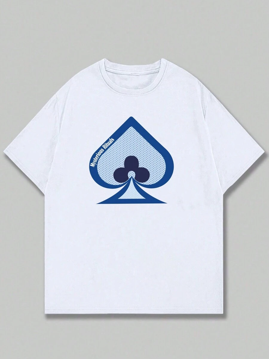 Mysterious Printed T-Shirt Unisex Cotton Comfort Casual Short Sleeve Streetwear Basic - trắng - Xem 1