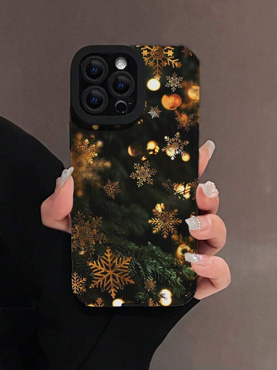 雪花图案防摔 PU 皮革手机壳适用于 Apple 11、12 Pro Max、iPhone 14 Pro Max、iPhone 15 等型号 - 彩色 - 查看 1
