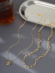 Bộ 2 dây chuyền nhiều lớp thời trang có mặt trang trí bằng đá Zirconia, quà tặng cho tiệc nam, Giáng sinh, năm mới, ngày lễ tình nhân - Nhiều màu - Xem 7