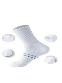 5 paires/10 paires/20 paires Chaussettes d'hiver épaisses noires et blanches pour hommes, mode, décontractées, confortables, respirantes, anti-odeur, sports d'extérieur, course, fitness, chaussettes de compression jusqu'au genou, loisirs d'affaires, vacances, chaussettes hautes noires et blanches. Cadeaux de Noël, Thanksgiving, Nouvel An (épais)