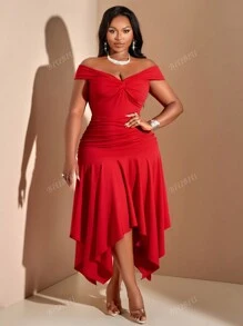 BIUBIU Vestido de verano con hombros descubiertos talla grande, para graduación, festival de música, Día de la Madre, Halloween, Año Nuevo, San Valentín, Acción de Gracias, concierto en el campo, Navidad