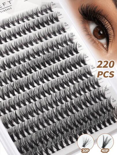 MAGEFY 220/280 Clusters Cartoon CC Curl Mixed False Eyelashes, Length 9-16mm, Longer Curl, 30D/40D/60D, Can DIY Different Length Lashes, Natural & Soft, Suitable For Daily Wear, Lightweight, Curly & Delicate, Create Natural Big Eye Look, Cartoon Style Segmented False Lashes, Convenient For Travel, Comes With Clip, Eyebrow Brush & Lash Brush (Optional)