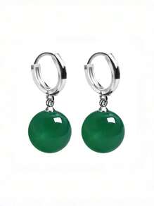 1 Pair Elegant Jade Chalcedony Pearl Drop Earrings, Smooth & Comfortable Crystal Earrings, Chinese Style Palace Jewelry Super Fairy Gift