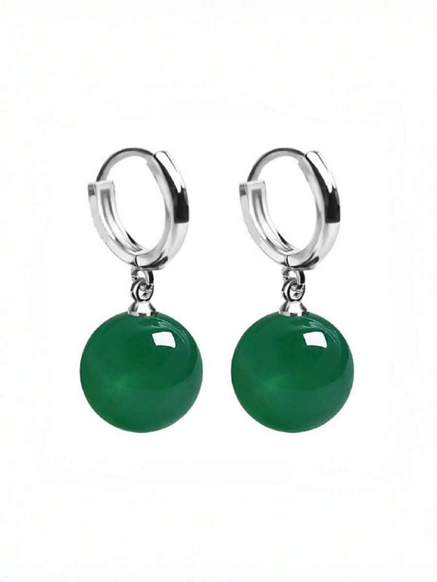 1 Pair Elegant Jade Chalcedony Pearl Drop Earrings, Smooth & Comfortable Crystal Earrings, Chinese Style Palace Jewelry Super Fairy Gift