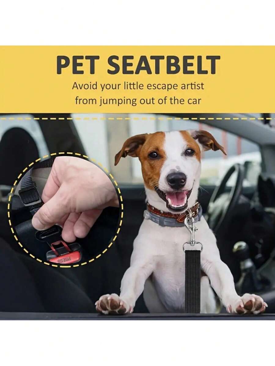 1 件宠物汽车安全带，狗/猫汽车牵引绳，后座伸缩猫/狗牵引绳，让您的宠物更安全！ - 黑色 - 查看 1
