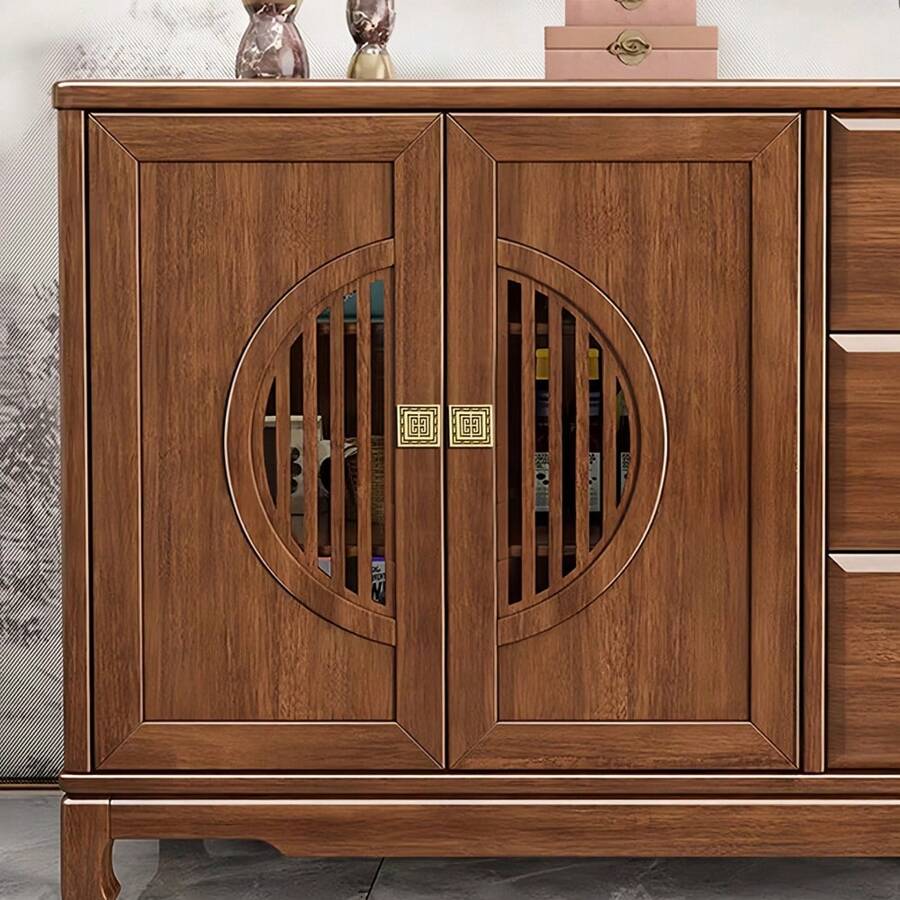 Elegant GoldenTone Alloy Door Pulls Antique Red Wood Finish