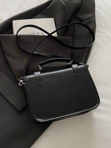 Túi xách cổ điển mùa đông mới đơn giản và thời trang đeo chéo vai túi vuông nhỏ giản dị phong cách học thuật - màu đen - Xem 7