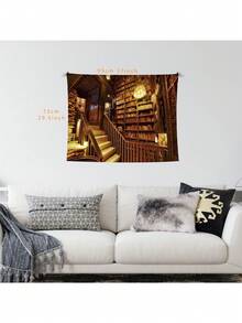 Giá sách thư viện Retro treo tường nhung, nghệ thuật treo tường sách cổ điển, đồ trang trí Hippie cổ điển lịch sử, thảm treo tường, thảm treo tường, thảm treo tường - thư viện cổ điển - Xem 6