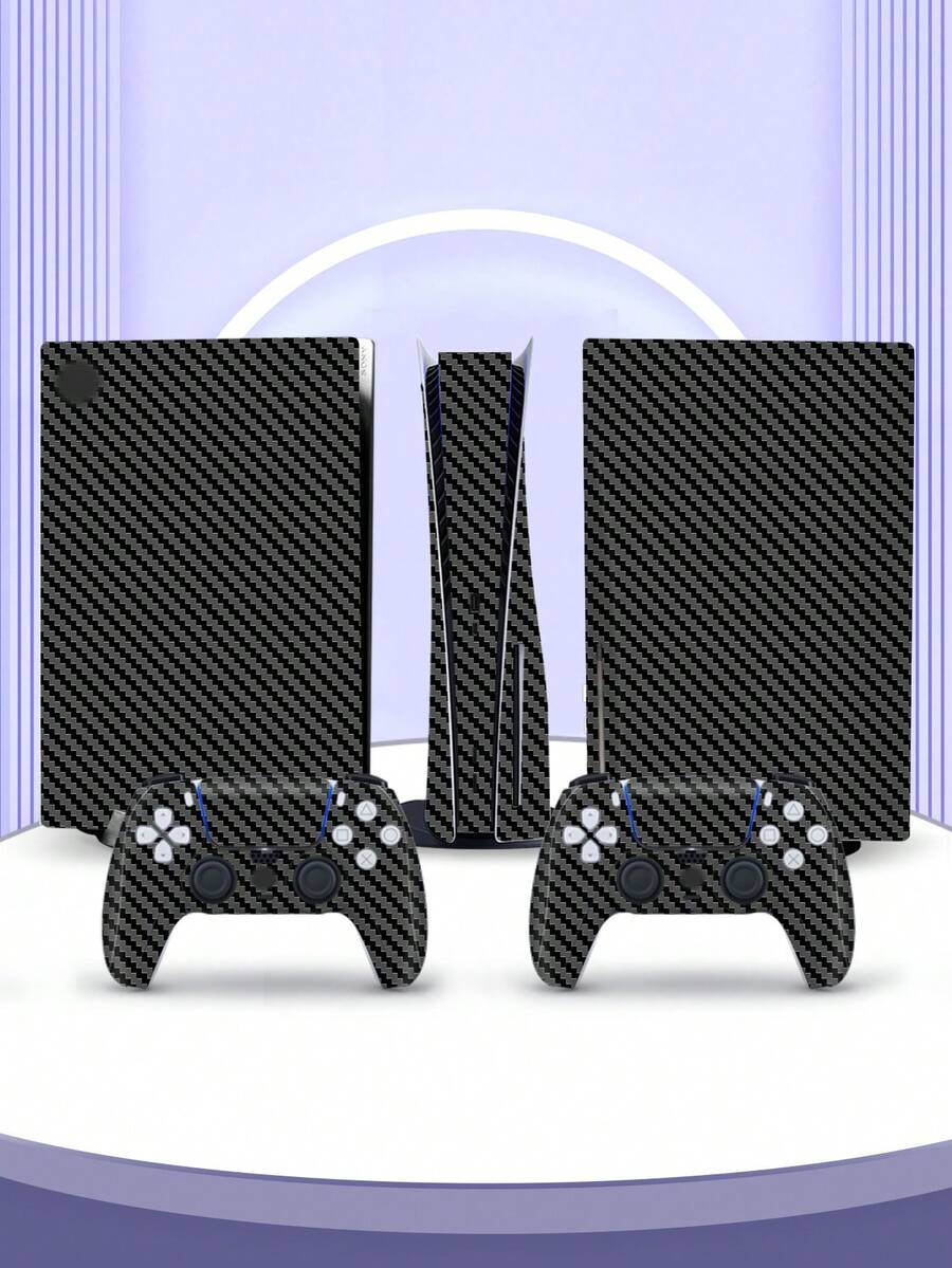 6pcs Carbon Fiber Pattern Decals For PS5 Game Console, Dustproof