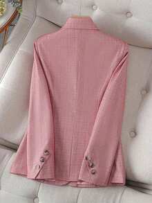 HOMEYEE Vintage Elegant Casual Resort Office Work Blazer Jacket, Long Sleeve, Suit Collar, Plus Size, Spring/Autumn/Winter Pink - Hồng - Xem 2