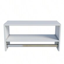 Cabideiro De Parede Arara Suspenso Em Mdf Com Nicho 70cm Cor Branco e Preto