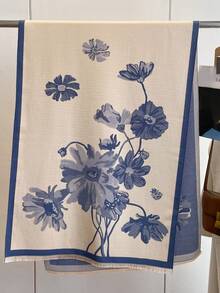 1 件最新双面围巾，女士冬季加厚保暖披肩，二合一功能，适合室内和室外 - 彩色 - 查看 2