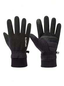 1 双男女通用聚酰胺触屏手套，可调节全指、字母印花和带扣收纳设计，保暖厚实的保暖内衬，防风防水防滑，适合寒冷天气户外活动，如骑自行车、滑雪、跑步 - 彩色 - 查看 7