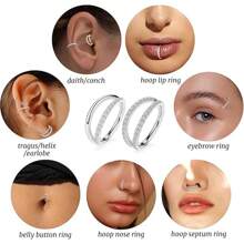 Anneaux de nez - Anneaux de nez en acier chirurgical 316L à double anneau, 14G/16G/18G/20G, bijoux de piercing au cartilage, septum, lèvre, hélix, rook, tragus, 8mm/10mm/12mm