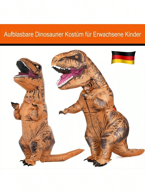 Aufblasbares Kostüm T-Rex Dinosaurier,blaues Hai-Ablaskostüm lustiges Kostüm für Erwachsene Halloween Karneval,Ostern, Aprilscherz