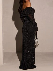 Sparkle Off Shoulder Valentine's Day Dress - Black - View 3