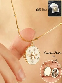 Customized Photo Necklace, Elegant Adjustable Hug Angel Necklace Jewelry In Gift Box, Ideal Gift For Birthday, Christmas, Valentine's Day And Mother's Day