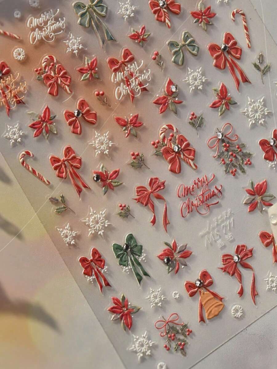 MAOMIA 1 件蝴蝶结指甲饰品贴纸钻石首饰 DIY 艺术 Y2K 风格美甲装饰饰品 3D - 彩色 - 查看 1