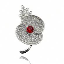Rote Emaille Strass Kristall Diamant Mohn Brosche, Halloween Accessoires, Lehrertag, Weihnachtsgeschenk