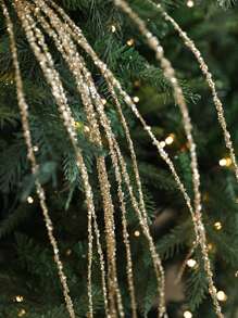 1pc/4pcs, 35.43 Inch Shiny Sequin Tassel Wheat Ear Rattan Design. Christmas Tree Decoration. White Sparkling Sequin Berry Bouquet. Suitable For Holiday, Wedding, Party, Home Interior, Dining Table, Bedroom Decor - Multicolor - View 7