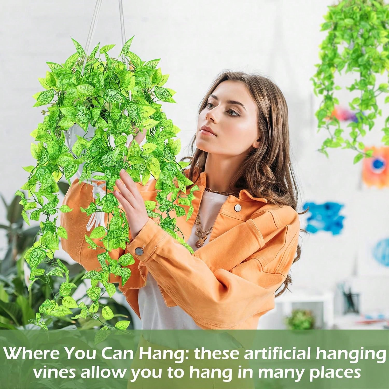 1 Pc Artificial Hanging Plants Fake Ivy Vines With Fake Leaves For