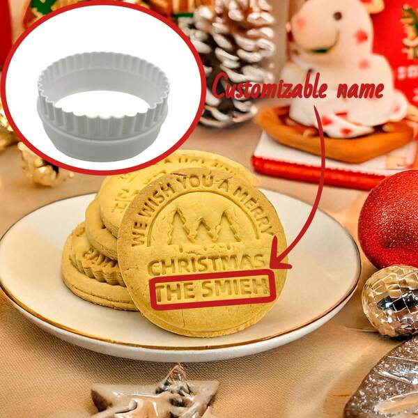 Personlized Christmas Cookie Stamps, Custom Cookie Baking Stamp With Your Name 3d Raised Design Merry Christmas Cookie Stamp Mold Merry Christmas Cookie Cutter