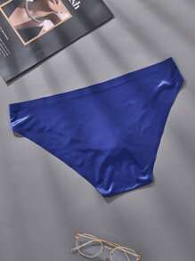 5pcs Men's Breathable Low Waist Triangle Briefs With Letters, Sporty & Sexy, Ice Silk, No Trace