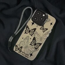 Animal Butterfly Cute Cartoon Phone Case Compatible With Iphone 16/15ProMax/14 Pro/13 Mini/12/11/XS Max/XR/7plus/8/SE2 /Sam Sung S24ULTRA/S24/S23PLUS/S23/S22+/S21/S21FE/20PLUS/Sam Sung A06/A16/A55/A15/A25/A35/A05S/A14/A34/A54/A13/A23/A33/A53/A32/A52S/A51/Xiao Mi POCO X6/X6pro/M6/M5S/F6/X5/X3/C65/M4/F5/F3/14/13pro/13/12/12spro/12Tpro/13T /Redmi Note13pro+/13C/13/12/Note11/Note10S/Note12 /OnePlus 1+11 Tpu Hand Strap