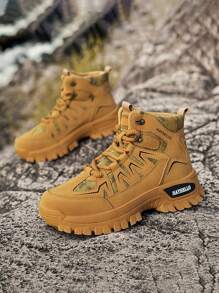 Herren Outdoor Wanderstiefel wasserdicht, rutschfest, stoßabsorbierend, Cargo Stiefel mit dicker Sohle, vielseitige Stiefel - Gelb - Übersicht 5