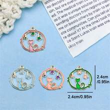 10 Mặt dây chuyền hình mèo con dễ thương bằng men ngẫu nhiên, Mặt dây chuyền bằng hợp kim kẽm mạ vàng dùng để làm đồ trang sức DIY - Hoàn hảo cho vòng cổ, vòng tay, hoa tai và móc khóa - Nhiều màu - Xem 6