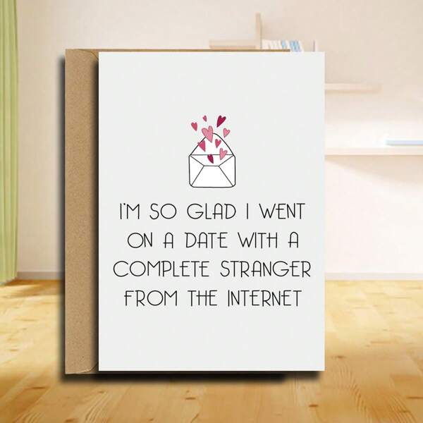 1 Peça Cartão de Saudação de Aniversário de Casamento/Feriado com Envelope, Cartão de Saudação do Dia dos Namorados, Conjunto de Envelope para Namorado, Namorada, Cartão de Interação Manuscrito