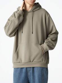Plus Size Hooded Sweatshirt For Men, Loose Fit Pullover Long Sleeve T-Shirt, Casual Hoodie, Autumn