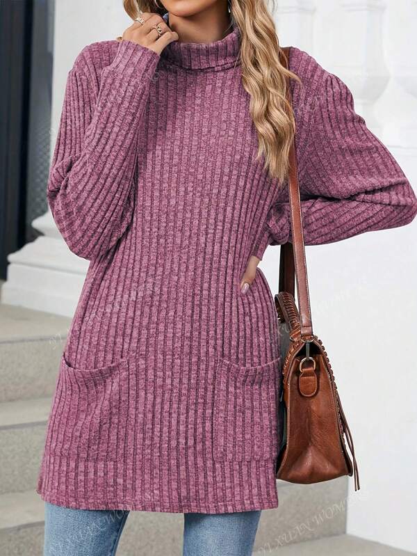 Blusa de mujer con bolsillo, elegante y moderna, top de manga larga de punto para primavera y otoño