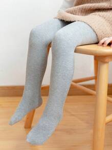 1 件加厚純色褲襪,底部開口,適合幼兒女孩,冬季日常穿著 - 黑色 - 查看 18