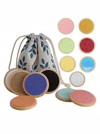 14 块蒙特梭利儿童感官木纹板、颜色和纹理分类学习、记忆训练玩具、早期教育辅助工具、圣诞礼物（带储物袋）、蒙特梭利玩具、感官玩具、蒙特梭利