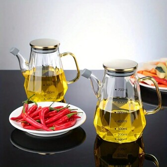 1pc Creative Rhombus Design Borosilicate Glass Oil Bottle, Suitable For Kitchen, 16.91oz/23.67oz/30.43oz Capacity