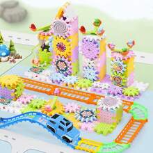 电动齿轮积木玩具，齿轮积木玩具套装，儿童电动齿轮旋转积木玩具，DIY 电动齿轮积木玩具，儿童积木玩具套装