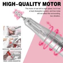 45000RPM Professional Electric Nail Drill Machine, Nail Remover, Portable Nail Care File & Dead Skin Remover Tool