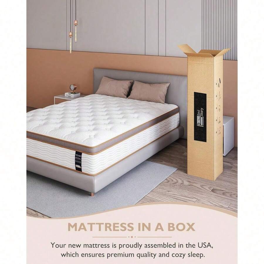 Queen Mattress 14 Inch Hybrid Mattress In A Box Individually